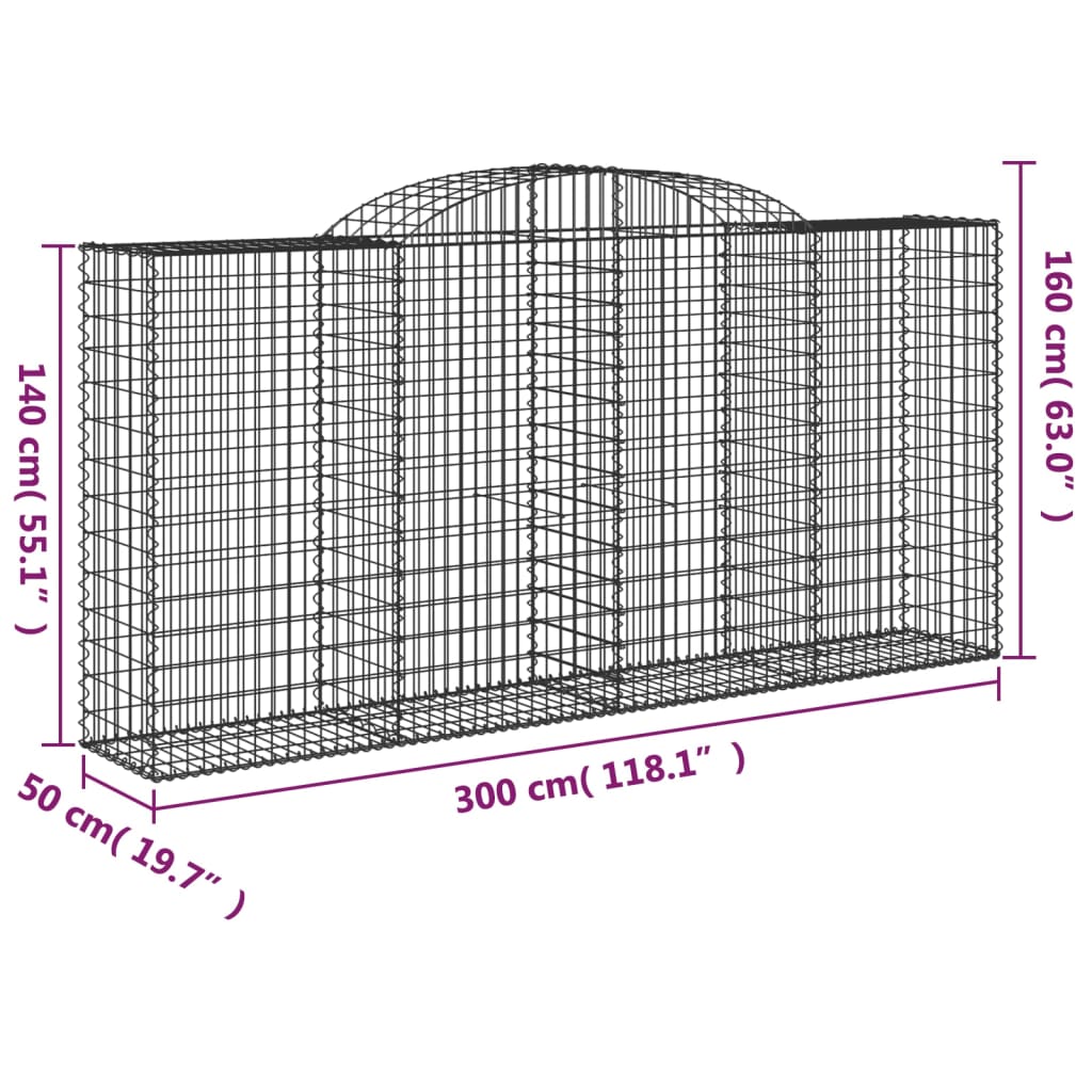 Lučne gabionske košare 4 kom 300x50x140/160cm pocinčano željezo
