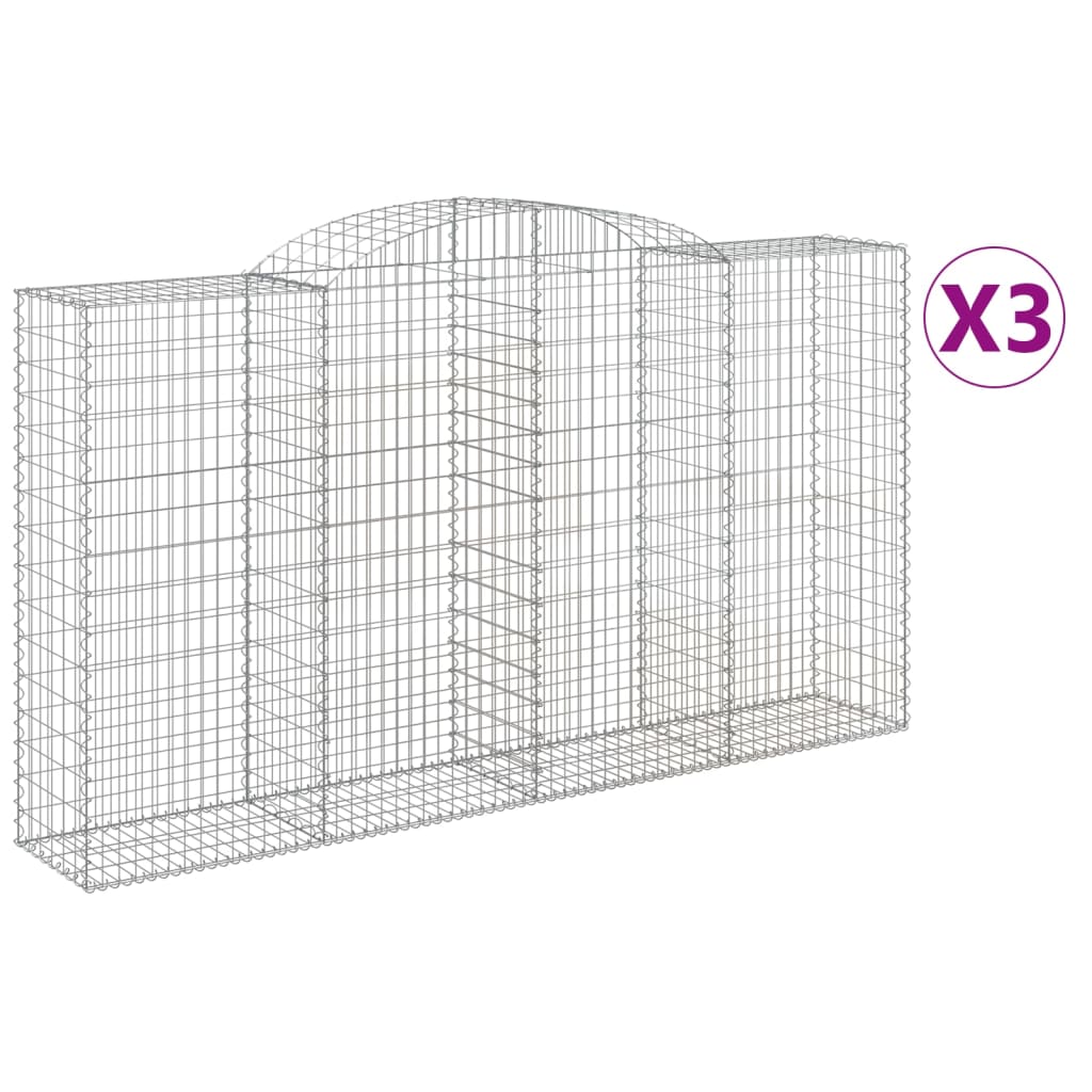 Lučne gabionske košare 3 kom 300x50x160/180cm pocinčano željezo
