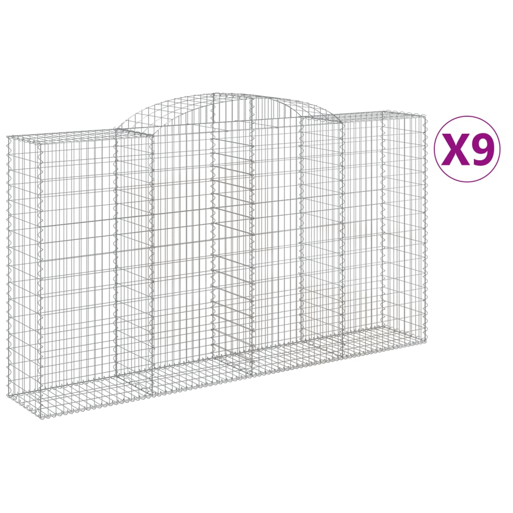 Lučne gabionske košare 9 kom 300x50x160/180cm pocinčano željezo