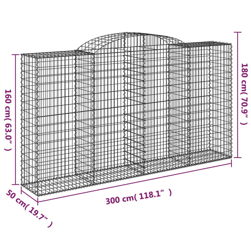 Lučne gabionske košare 20kom 300x50x160/180cm pocinčano željezo