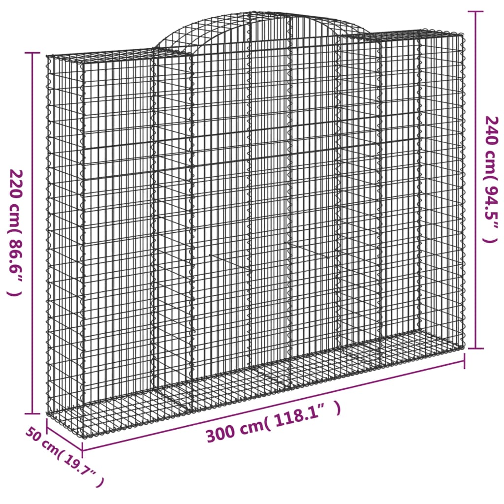 Lučne gabionske košare 2 kom 300x50x220/240cm pocinčano željezo