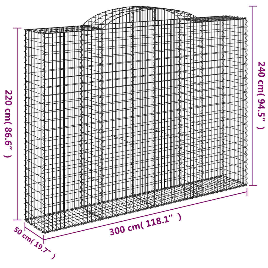Lučne gabionske košare 4 kom 300x50x220/240cm pocinčano željezo