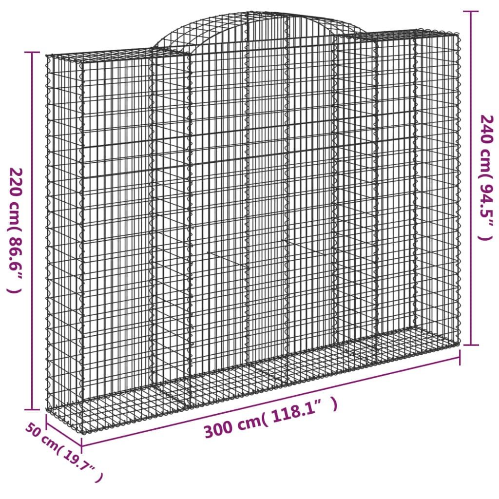 Lučne gabionske košare 12kom 300x50x220/240cm pocinčano željezo