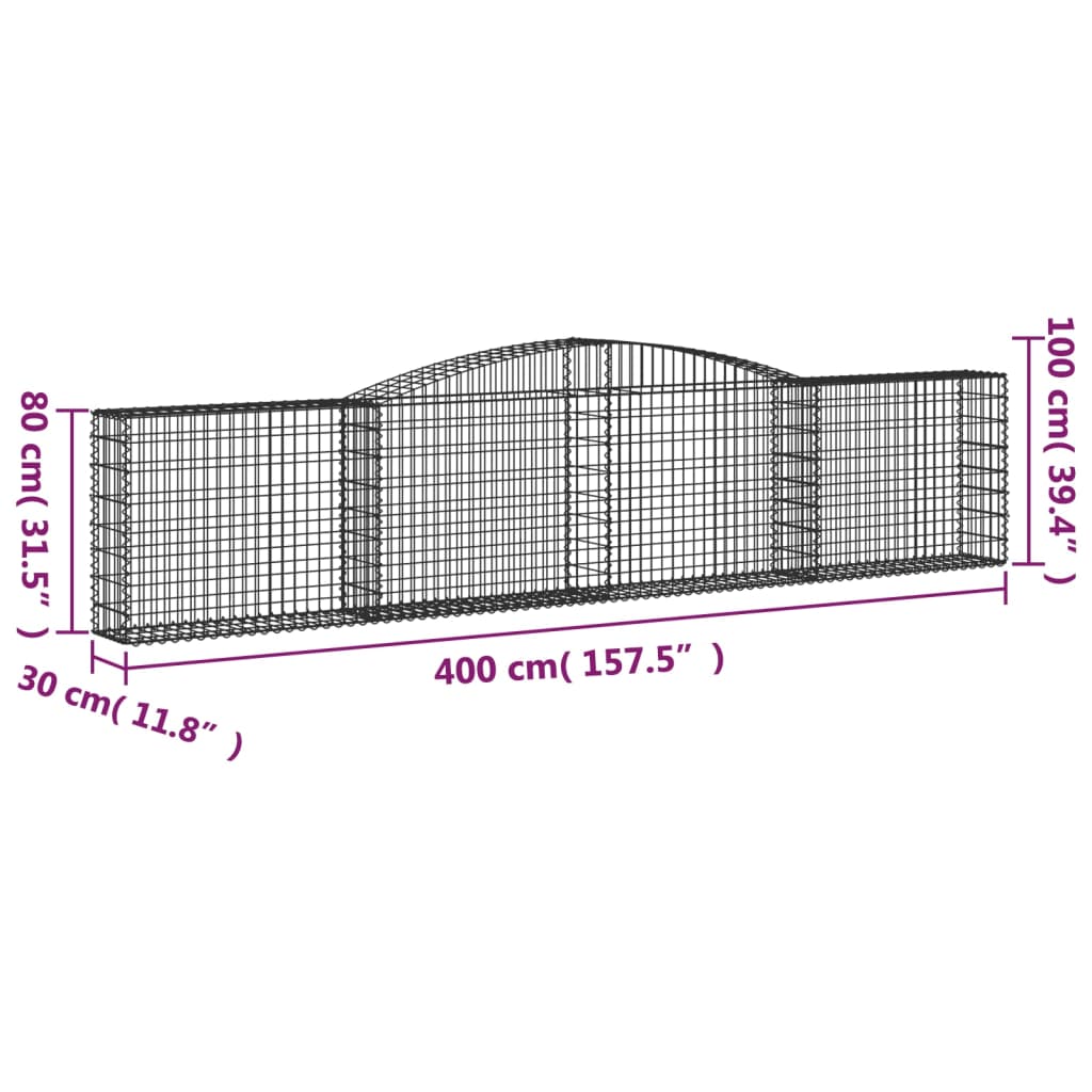 Lučne gabionske košare 2 kom 400x30x80/100 cm pocinčano željezo