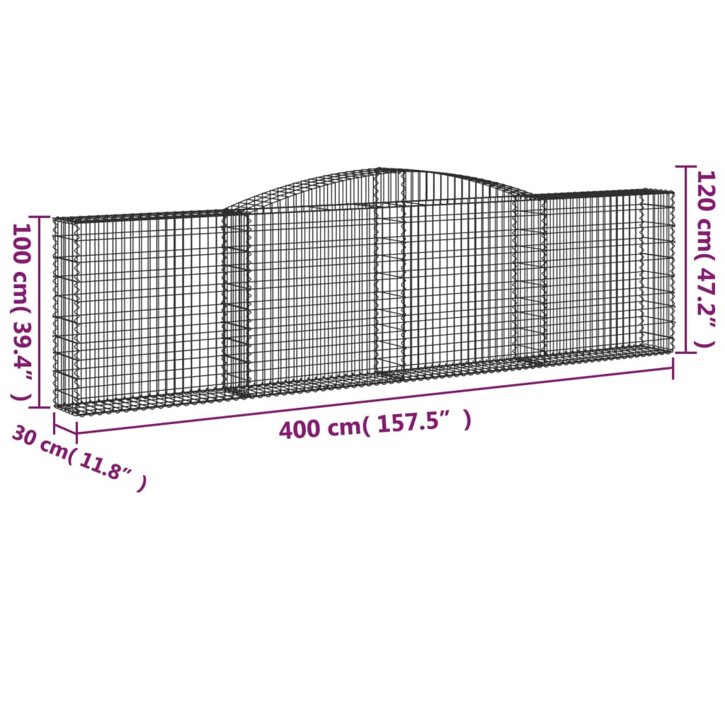 Lučne gabionske košare 5 kom 400x30x100/120cm pocinčano željezo