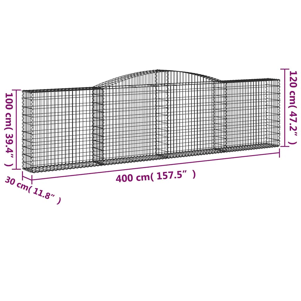 Lučne gabionske košare 8 kom 400x30x100/120cm pocinčano željezo