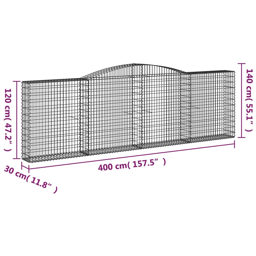 Lučne gabionske košare 5 kom 400x30x120/140cm pocinčano željezo