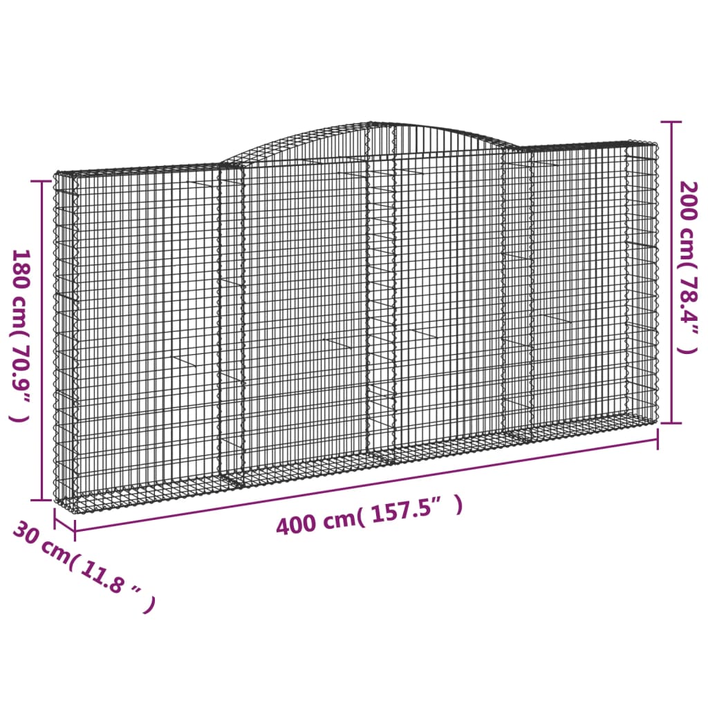 Lučne gabionske košare 4 kom 400x30x180/200cm pocinčano željezo