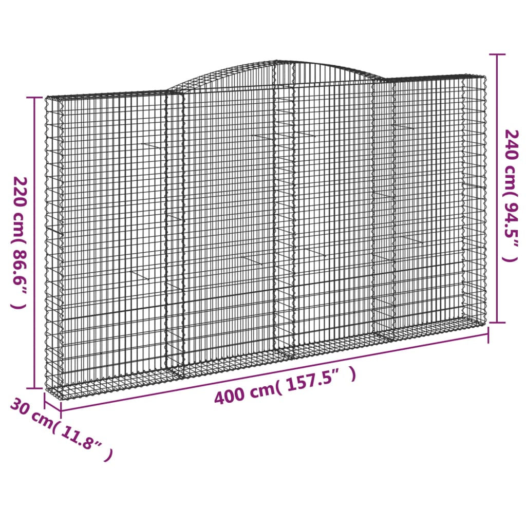 Lučne gabionske košare 3 kom 400x30x220/240cm pocinčano željezo
