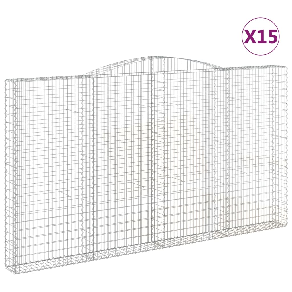 Lučne gabionske košare 15kom 400x30x220/240cm pocinčano željezo