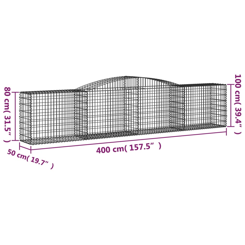 Lučne gabionske košare 3 kom 400x50x80/100 cm pocinčano željezo