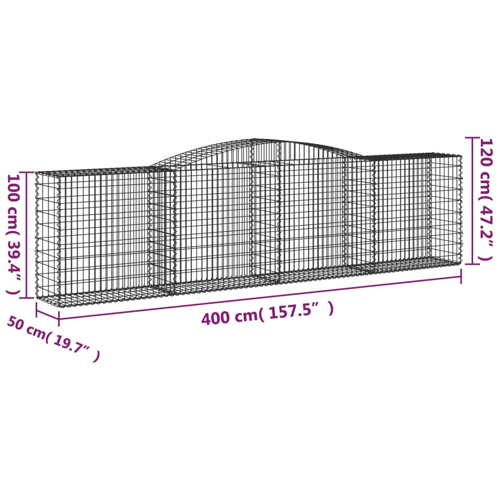 Lučne gabionske košare 3 kom 400x50x100/120cm pocinčano željezo