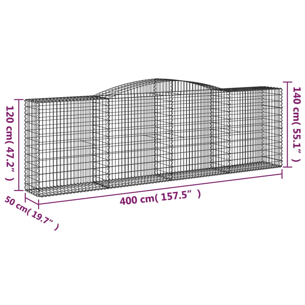 Lučne gabionske košare 8 kom 400x50x120/140cm pocinčano željezo
