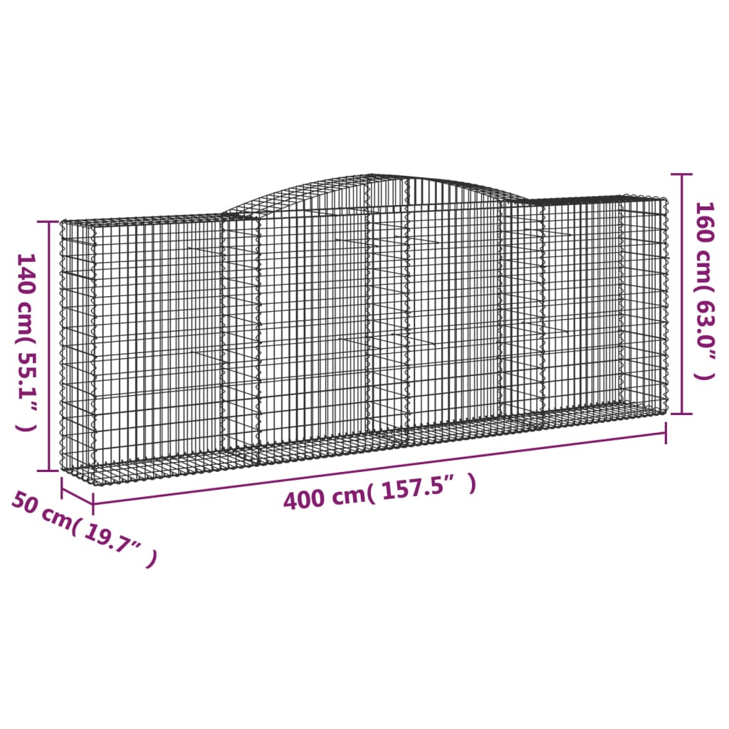 Lučne gabionske košare 15kom 400x50x140/160cm pocinčano željezo