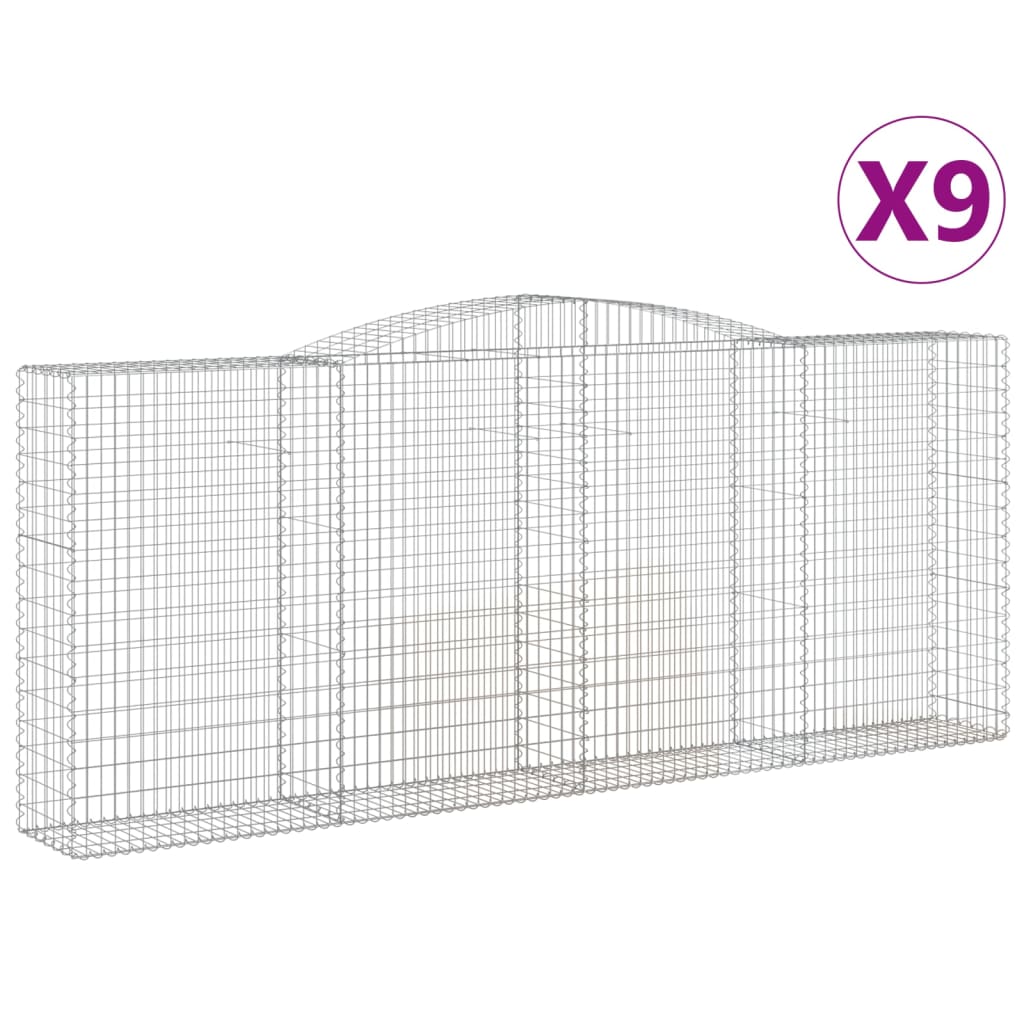 Lučne gabionske košare 9 kom 400x50x160/180cm pocinčano željezo