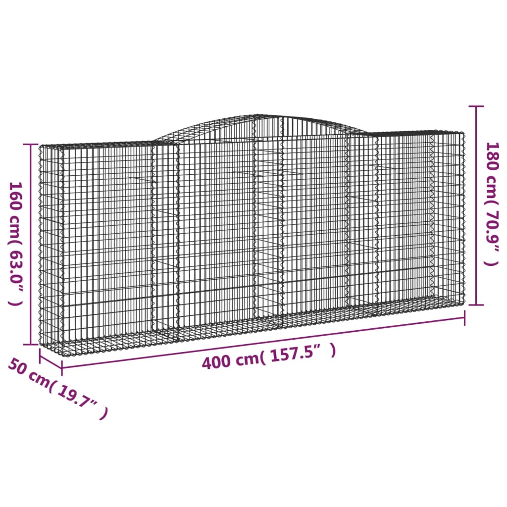 Lučne gabionske košare 15 kom 400 x 50 x 160/180 cm željezne