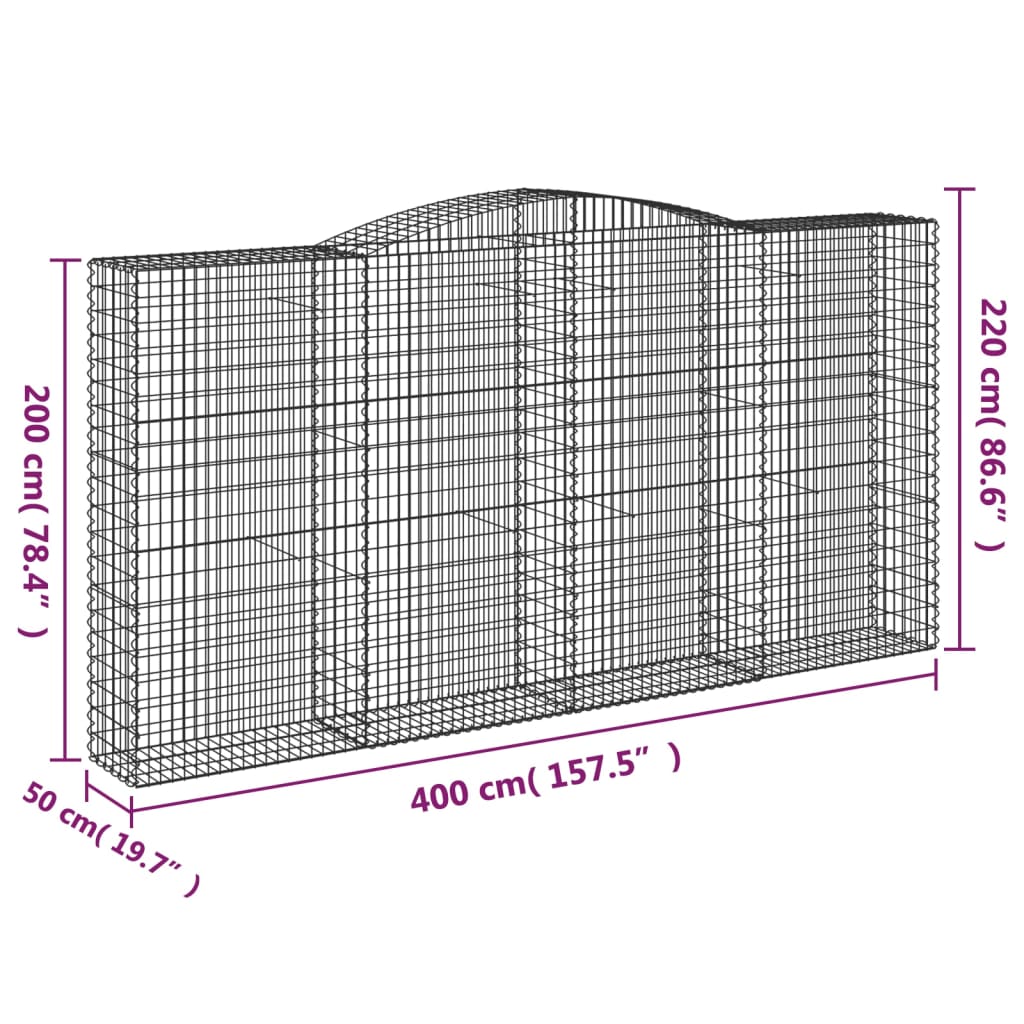 Lučne gabionske košare 3 kom 400x50x200/220cm pocinčano željezo