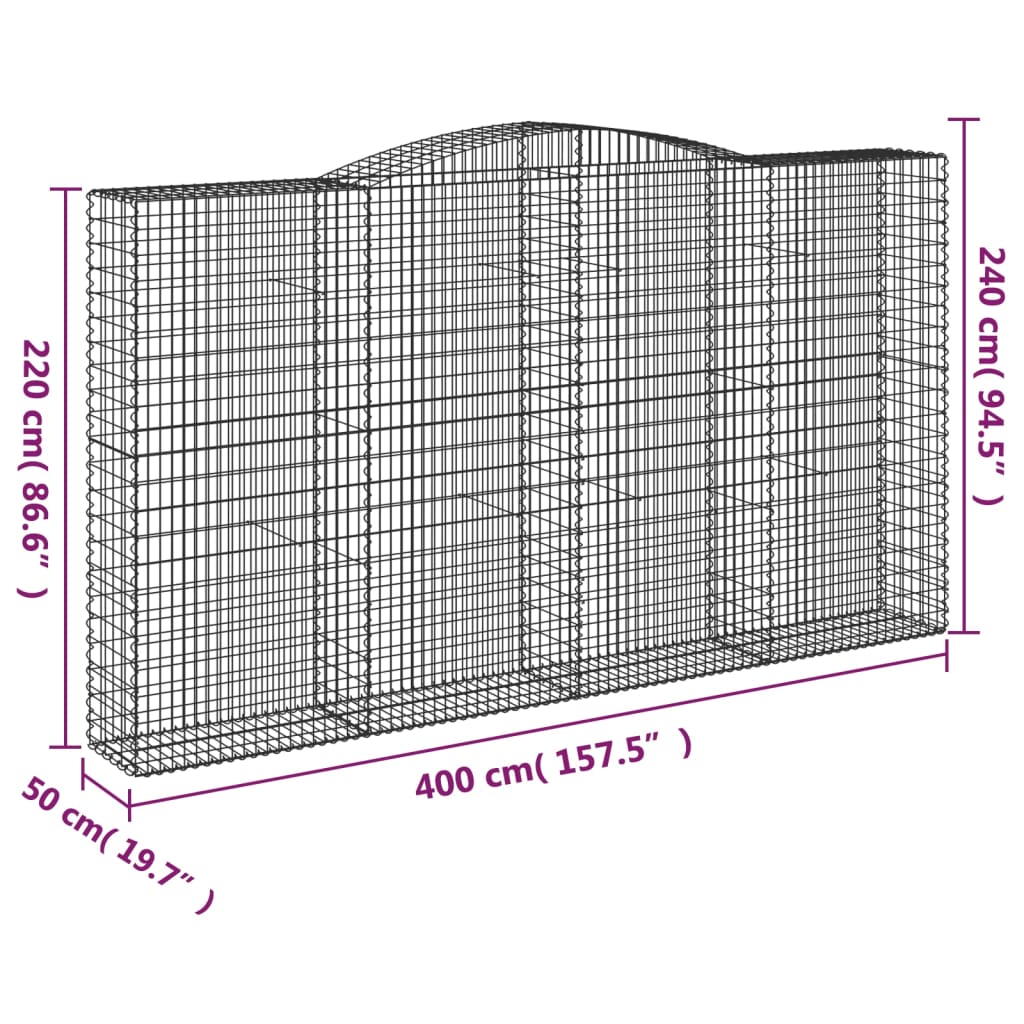 Lučne gabionske košare 15kom 400x50x220/240cm pocinčano željezo