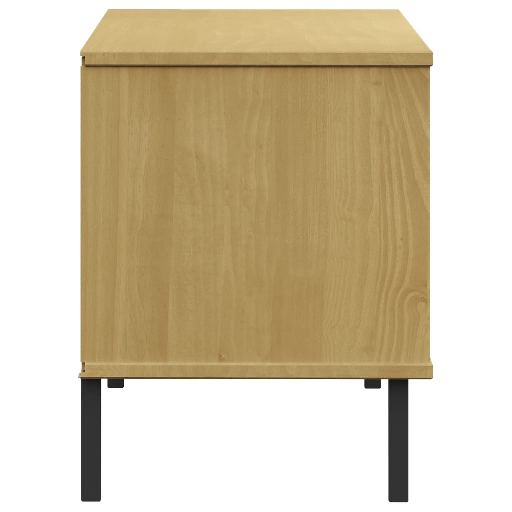 Stalak za cipele metalne noge smeđi 106x35x45 cm drveni OSLO