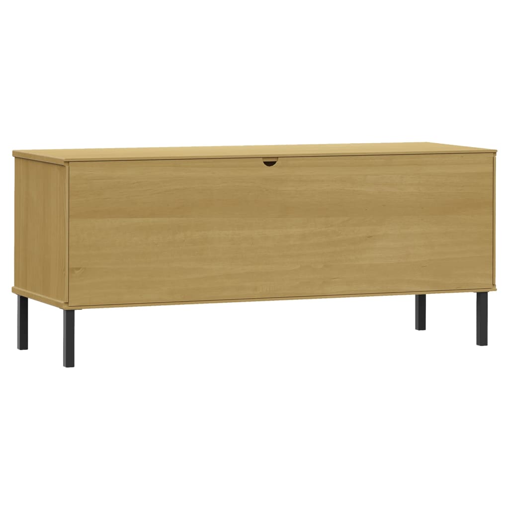 Stalak za cipele metalne noge smeđi 106x35x45 cm drveni OSLO