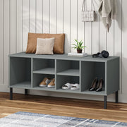 Stalak za cipele metalne noge sivi 106 x 35 x 45 cm drveni OSLO