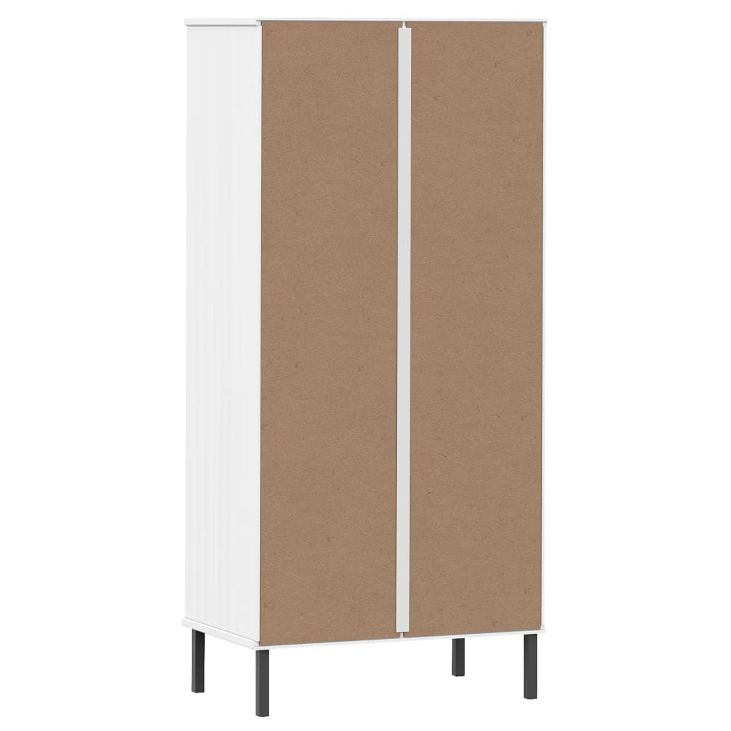 Regal knjige s 2 ladice bijeli 60x35x128,5 cm masivno drvo OSLO
