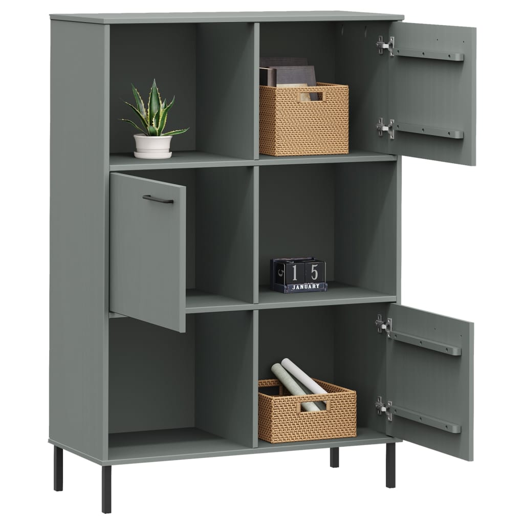 Regal za knjige sivi 90 x 35 x 128,5 cm od masivnog drva OSLO