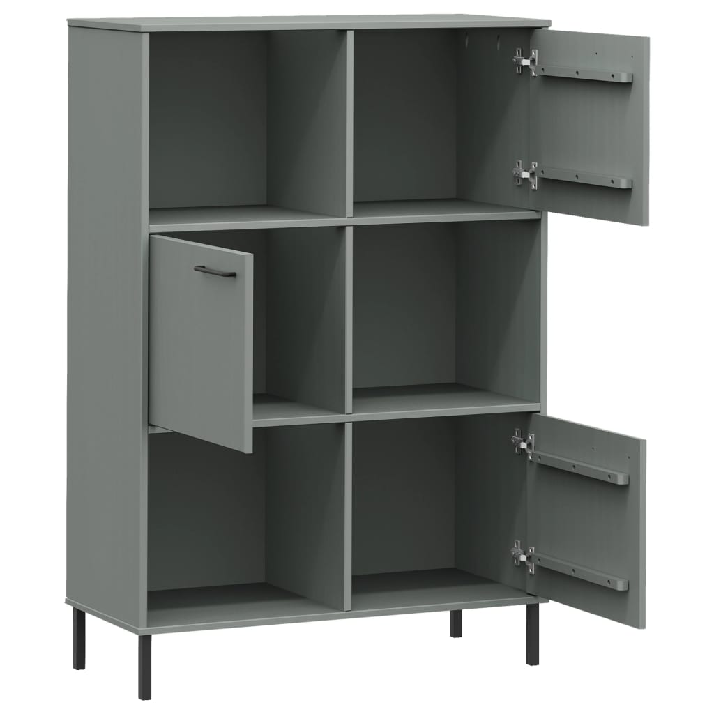 Regal za knjige sivi 90 x 35 x 128,5 cm od masivnog drva OSLO