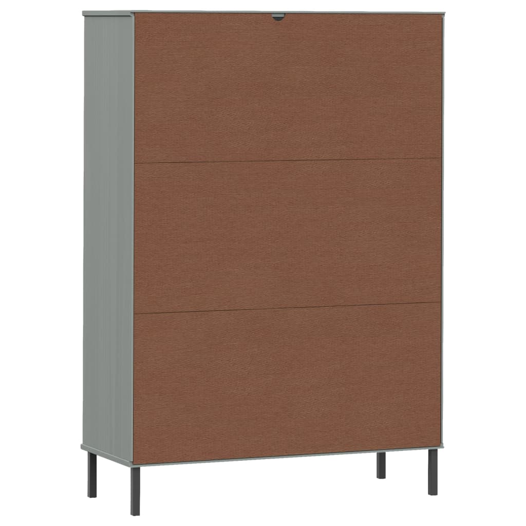 Regal za knjige sivi 90 x 35 x 128,5 cm od masivnog drva OSLO