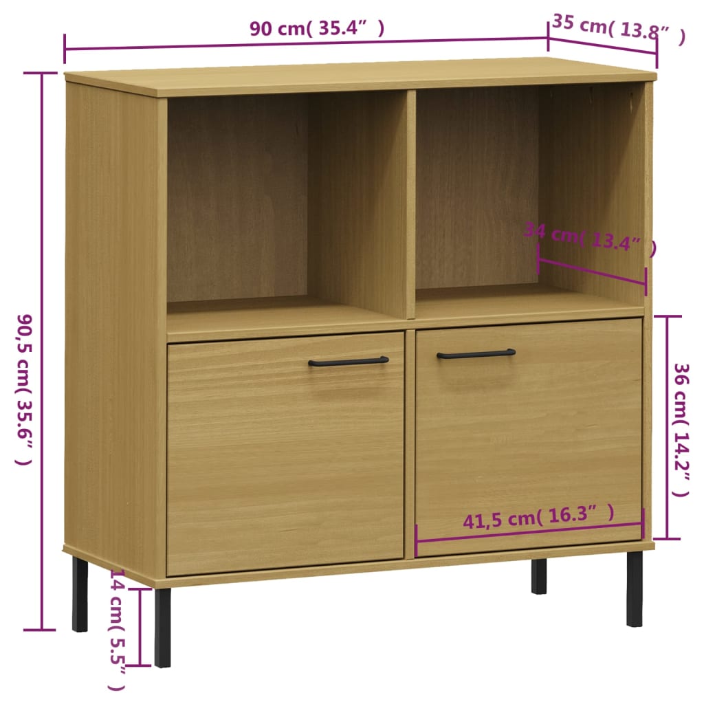 Regal za knjige smeđi 90 x 35 x 90,5 cm od masivnog drva OSLO