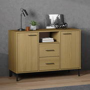 Komoda s metalnim nogama smeđa 113x40x77 cm masivno drvo OSLO