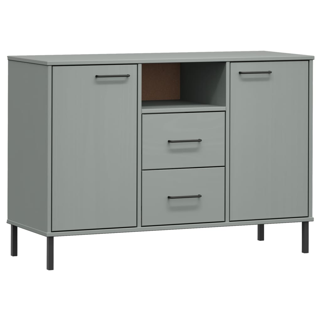 Komoda s metalnim nogama siva 113x40x77 cm masivno drvo OSLO