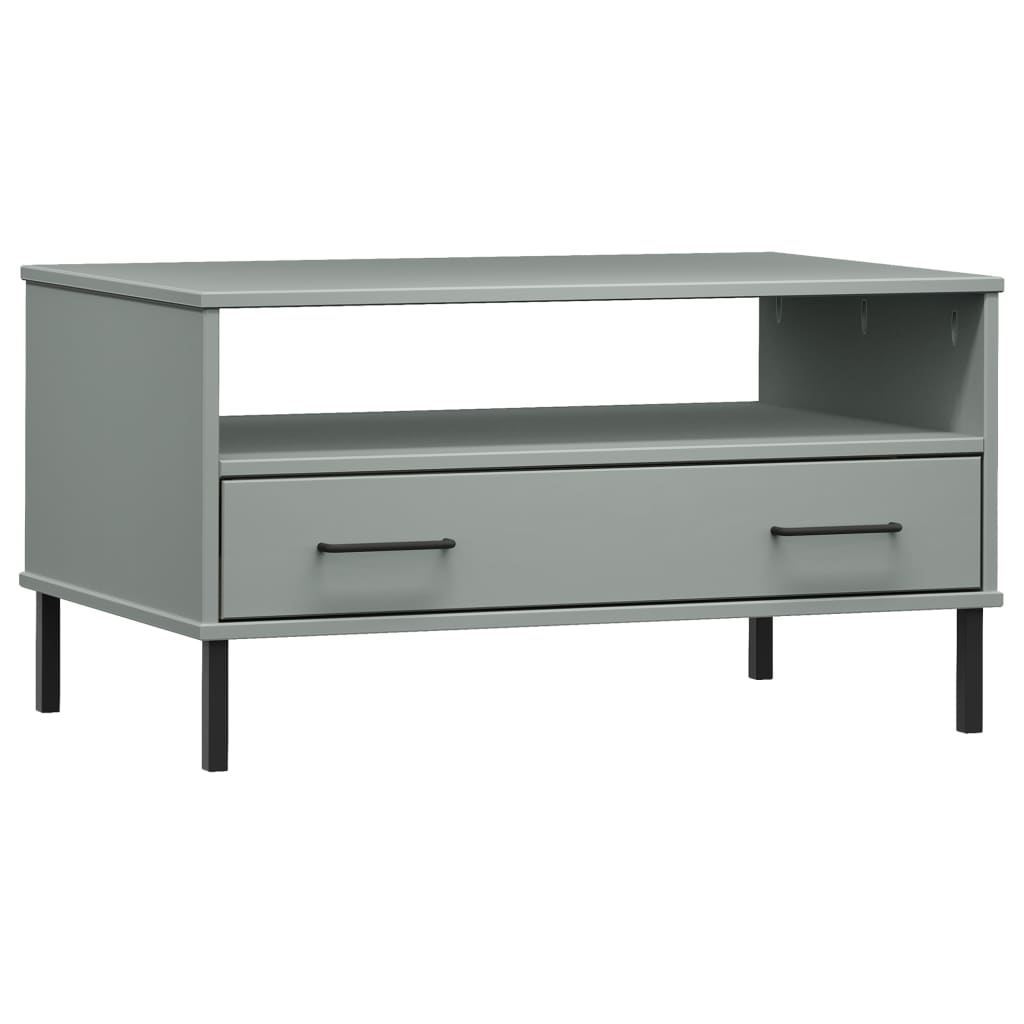 Stolić za kavu s metalnim nogama sivi 85x50x45 cm drveni OSLO