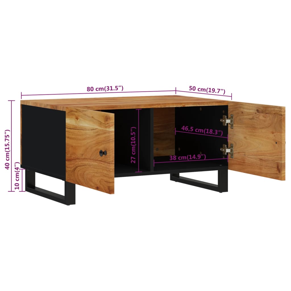 Stolić za kavu 80x50x40 cm od drva bagrema i konstruiranog drva