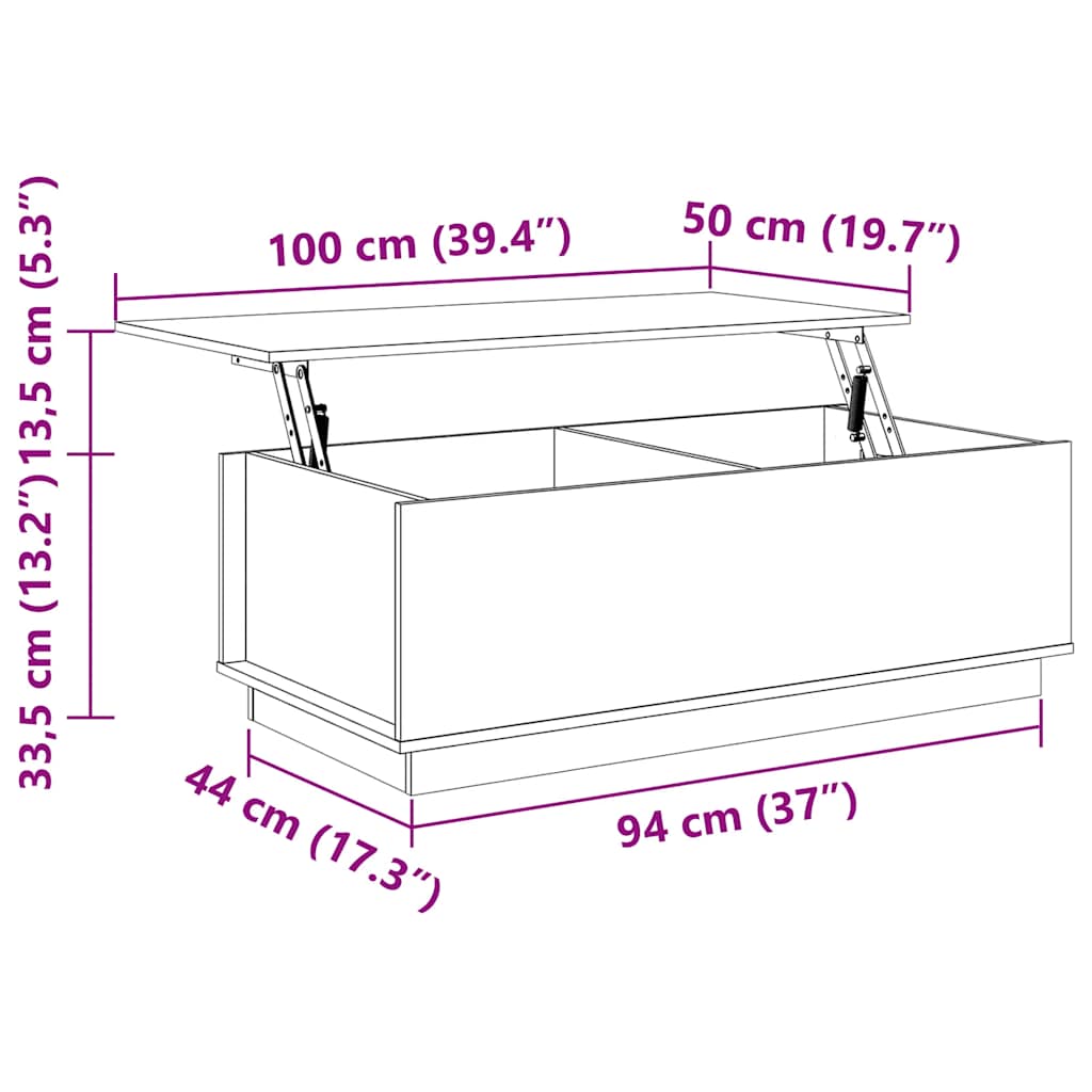 Stolić za kavu sivi 100 x 50 x 35 cm od masivne borovine