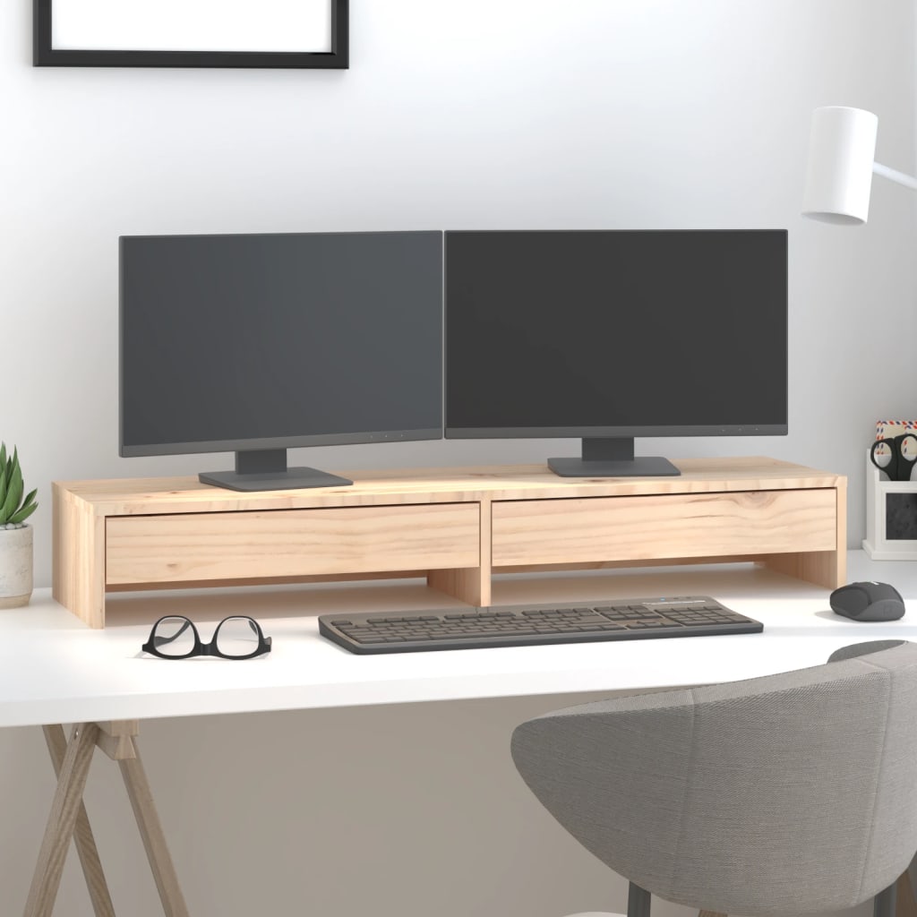 Stalak za monitor 100x27x15 cm od masivne borovine