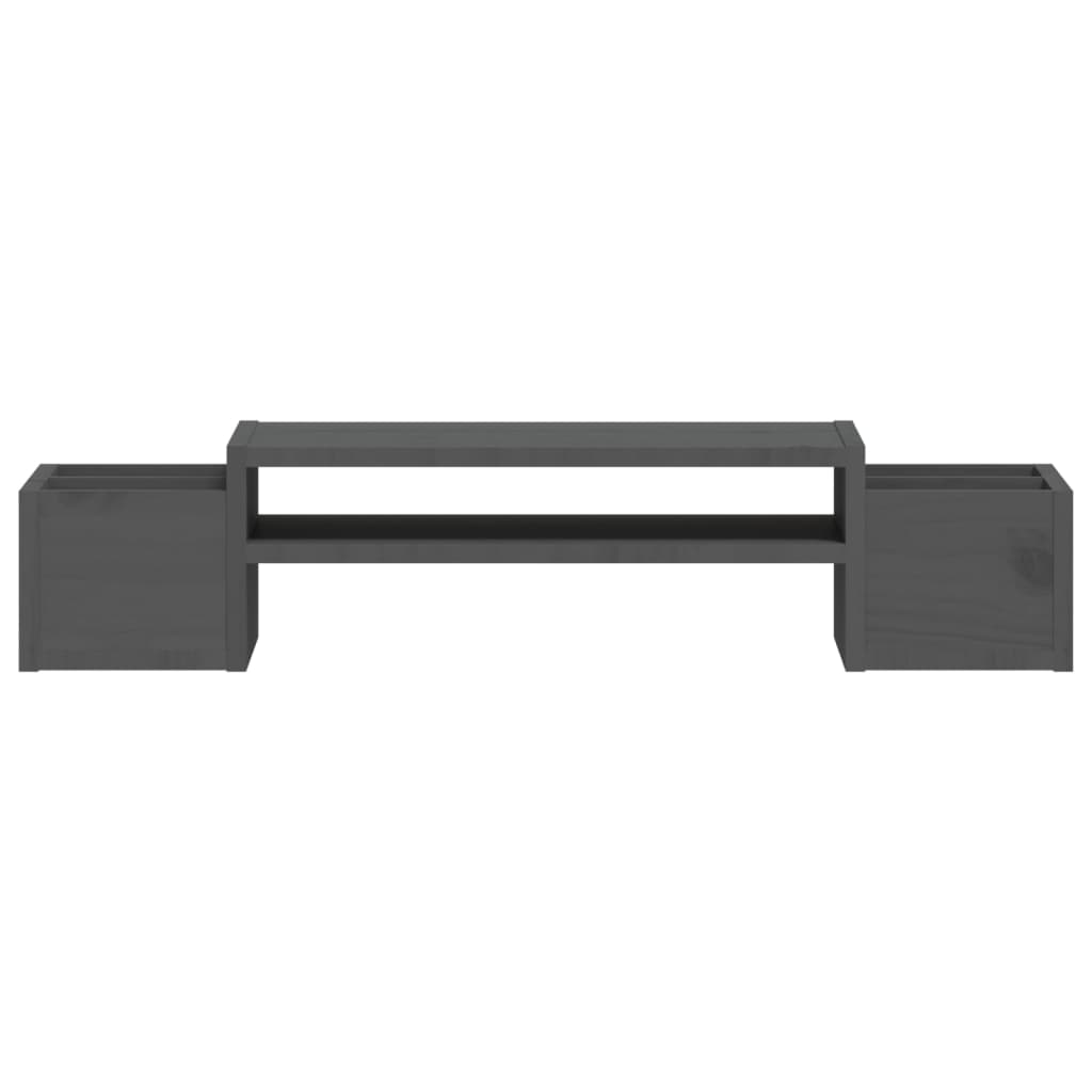 Stalak za monitor sivi 70 x 27,5 x 15 cm od masivne borovine