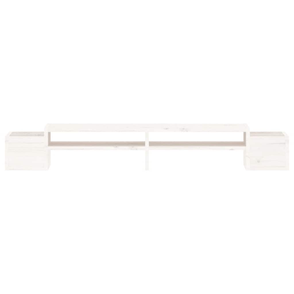 Stalak za monitor bijeli 100 x 27,5 x 15 cm od masivne borovine