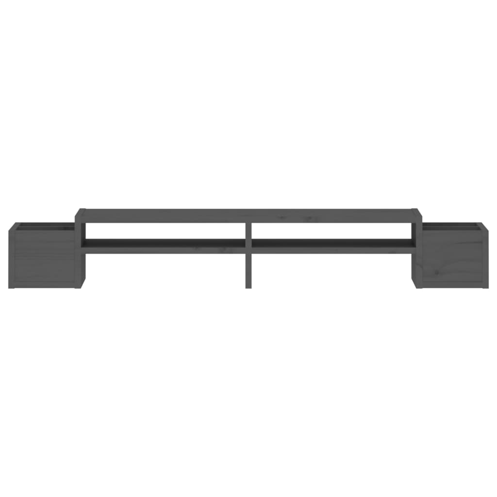 Stalak za monitor sivi 100 x 27,5 x 15 cm od masivne borovine