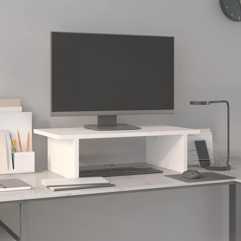 Stalak za monitor bijeli 50 x 27 x 15 cm od masivne borovine