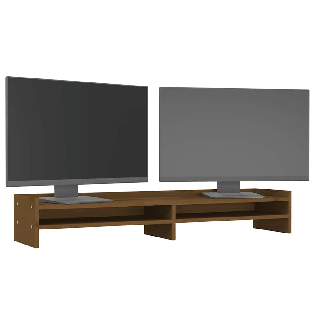 Stalak za monitor boja meda 100x24x16 cm od masivne borovine