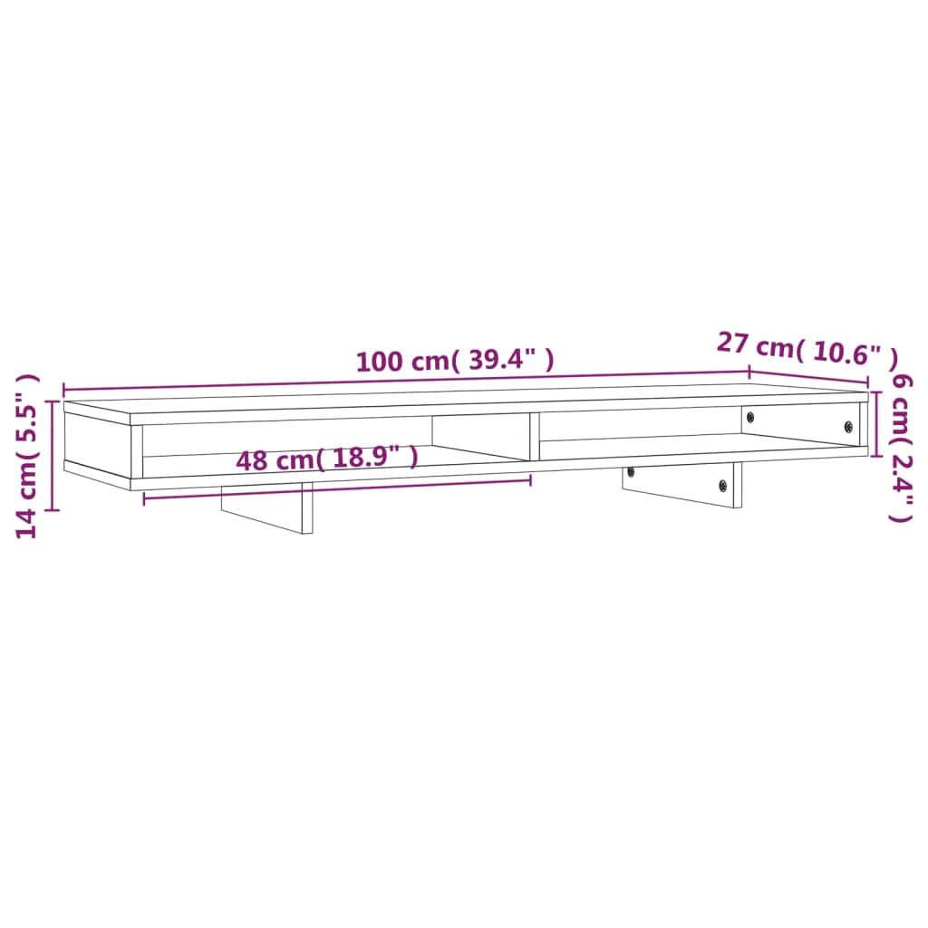 Stalak za monitor 100 x 27 x 14 cm od masivne borovine