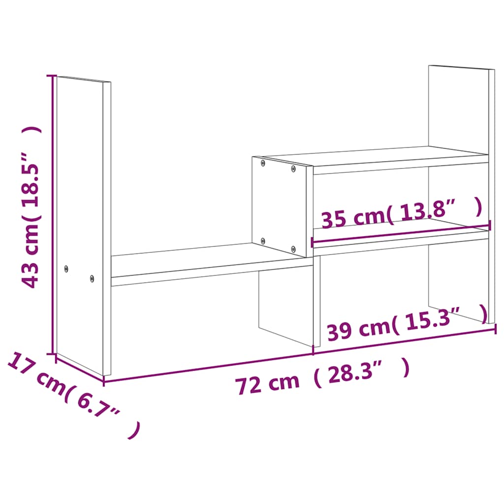 Stalak za monitor (39 - 72) x 17 x 43 cm od masivne borovine