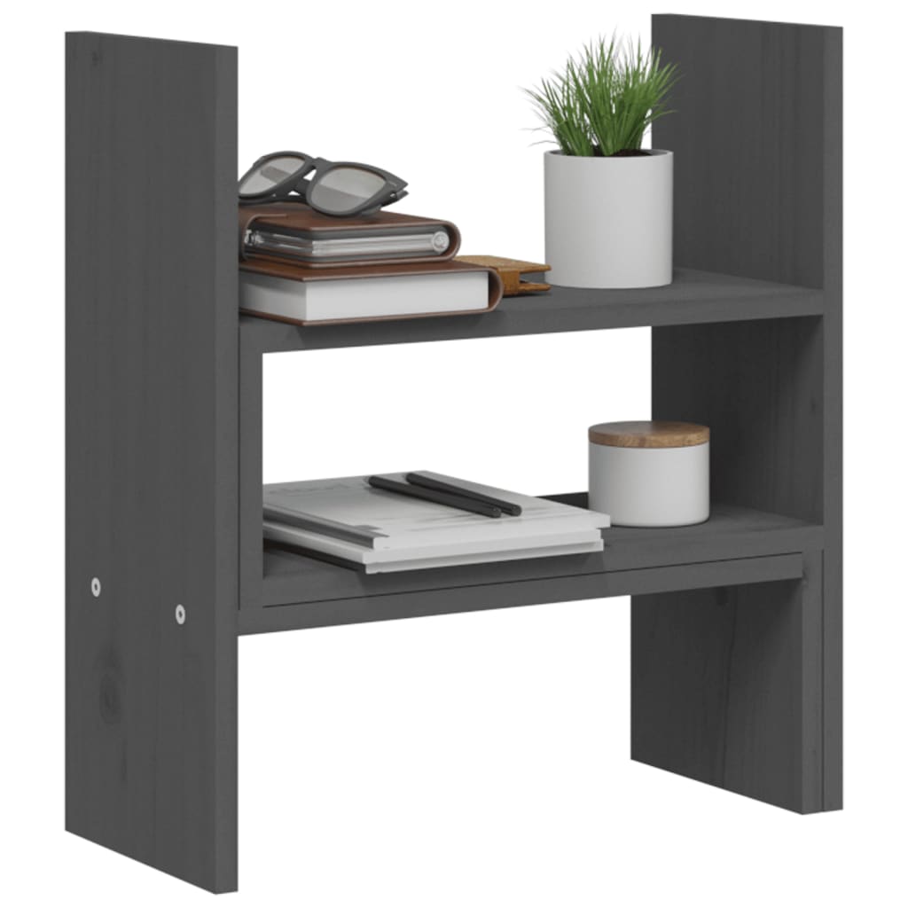 Stalak za monitor sivi (39 - 72) x 17 x 43 cm masivna borovina