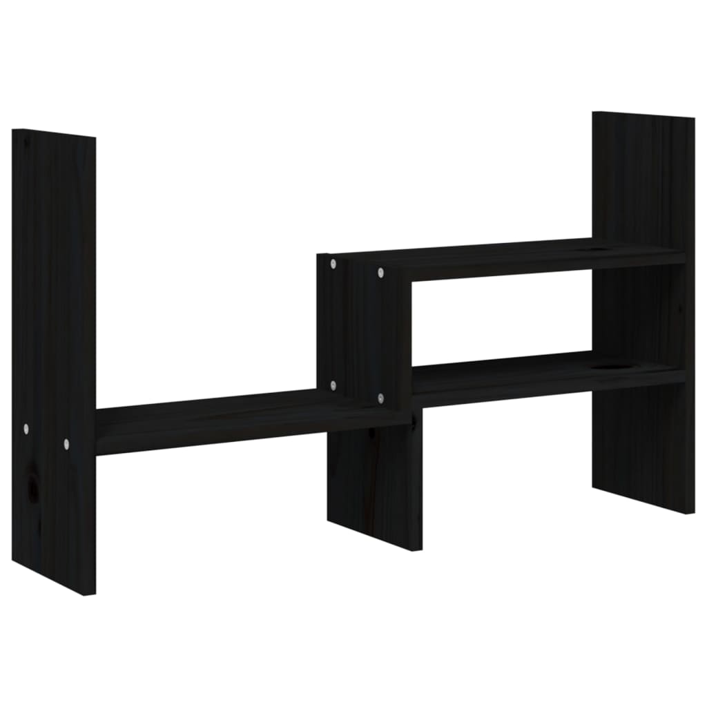 Stalak za monitor crni (39 - 72) x 17 x 43 cm masivna borovina