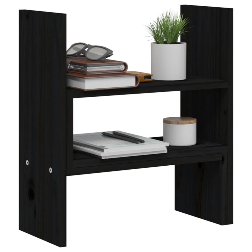Stalak za monitor crni (39 - 72) x 17 x 43 cm masivna borovina