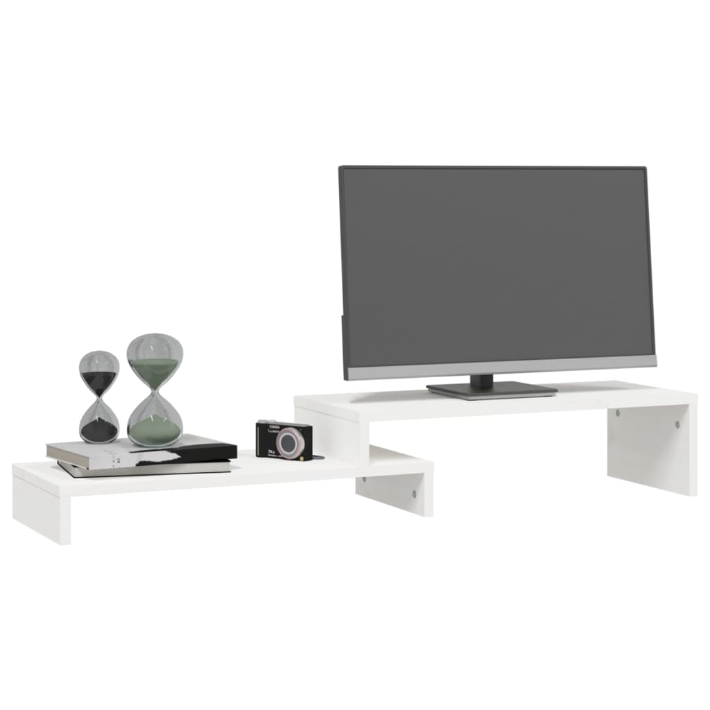 Stalak za monitor bijeli (52-101) x 22 x 14 cm masivna borovina