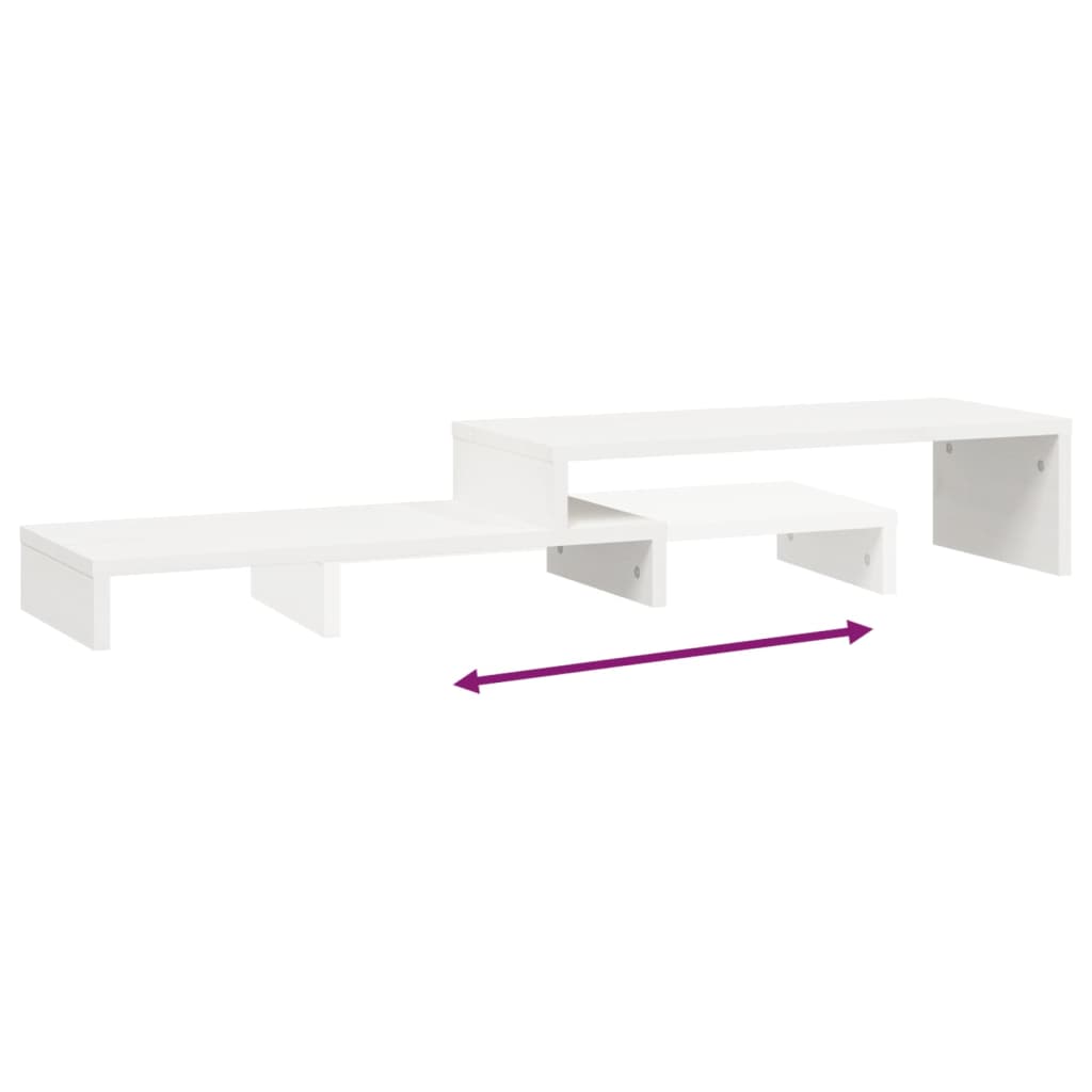 Stalak za monitor bijeli (52-101) x 22 x 14 cm masivna borovina