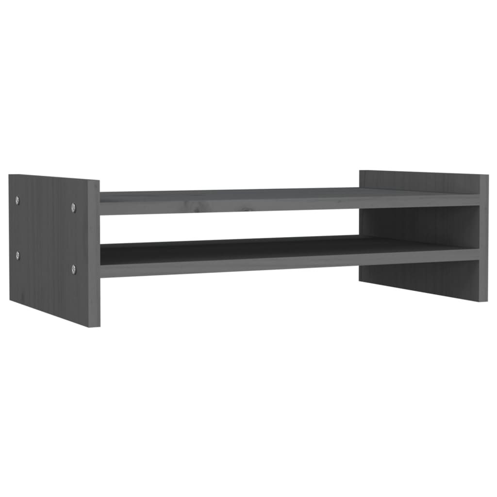 Stalak za monitor sivi 50 x 27 x 15 cm od masivne borovine