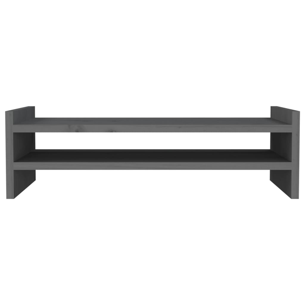 Stalak za monitor sivi 50 x 27 x 15 cm od masivne borovine